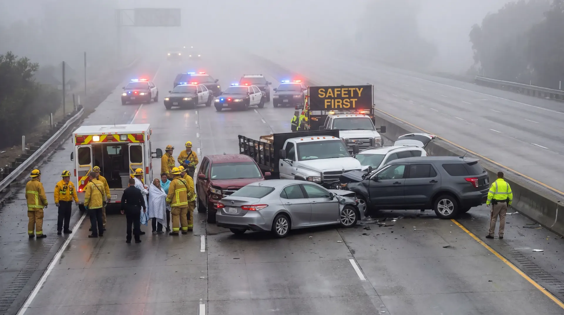 Cover photo for the article "Multi-Car Pileups in California: Your Essential Survival Guide"